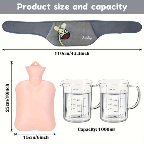 Wärmflasche mit Plüschbezug | Gummi-Heißwasserkissen