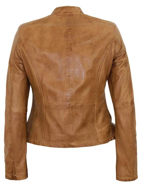 DAMEN LEDERJACKE AUS LAMMNAPPA IN COGNAC