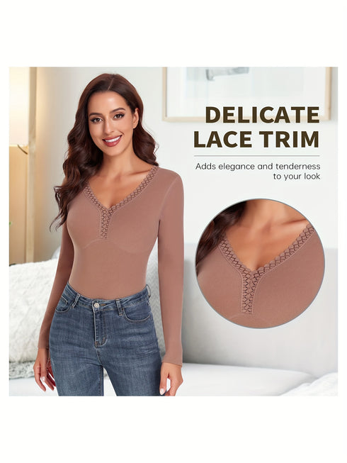 Thermo-Langarmhemd für Damen | Slim Fit Unterhemd Winter-Basisschicht