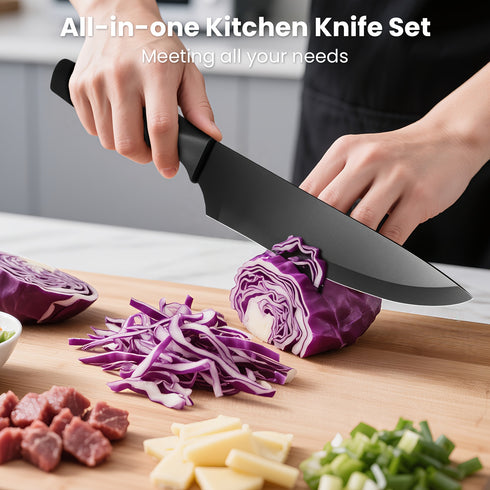 Kireaji 15‑teiliges Messer‑Set Premium Kohlenstoffstahl & Holzblock | Shiraki