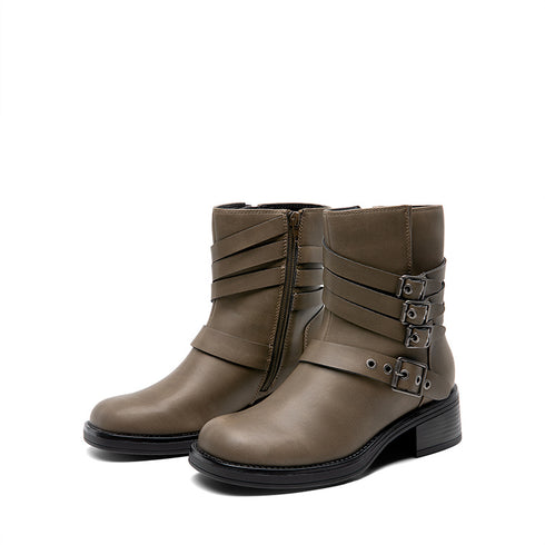 Damen Stiefel mit Mittelhohem Absatz | Reinschlüpfen Seitlicher Reißverschluss