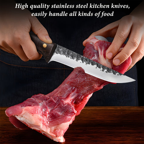 Kazutora 7‑teiliges Metzger‑Messer Set | Walnussgriff & Tragetasche | Shiraki