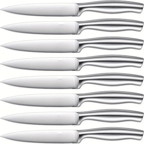 Steakmesser Set 8 Stück | Edelstahl 4,5 Zoll serriert | Profi Dinner Messer