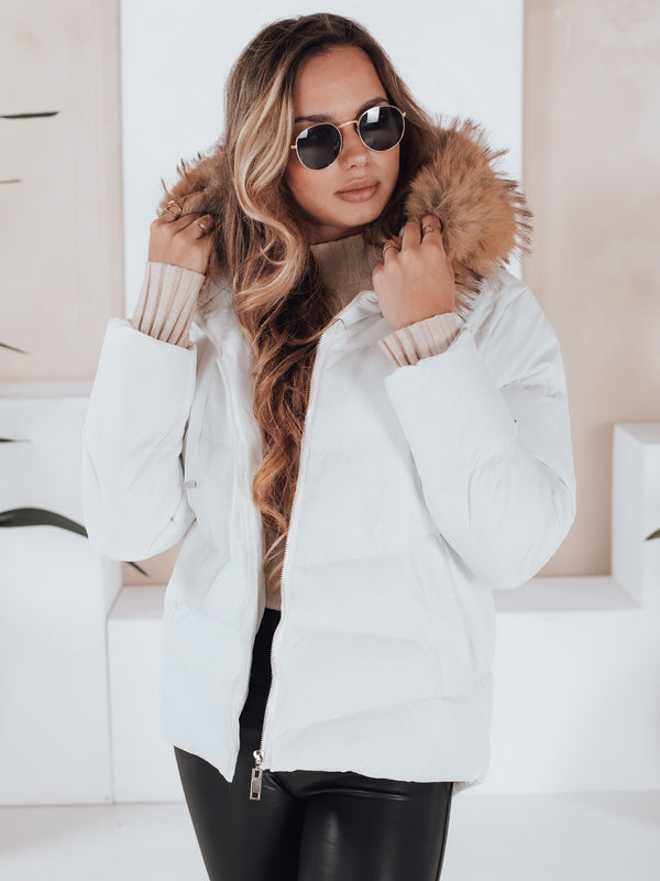 Elara Damen Steppjacke mit Kapuze und Kunstfell | Shiraki