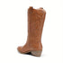 FRAUEN MID-CALF COWBOY-STIEFEL – WESTERN-STYLE MIT GEPRÄGTEM MUSTER FLATTERM ABSATZ UND SPITZEM ZEHENBEREICH