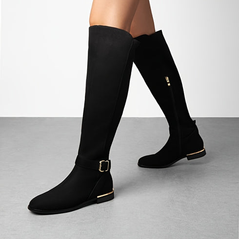 Damen Kniestiefel mit Plateauabsatz – Overknee Stiefel mit Blockabsatz und Modernem Design