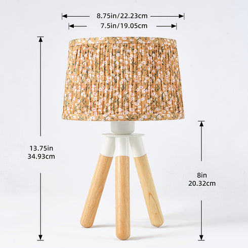 Holz-Dreibein Tischlampe 35 cm mit Stoffschirm E27