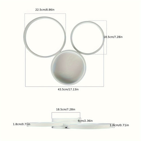 3-Ring LED Deckenleuchte 22 W Schwarz | Warmweiß für Kinderzimmer & Schlafzimmer