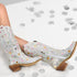 FUNKELNDE DAMEN COWBOY-STIEFEL MIT GUMMISOHLE - GLAMOURÖSE HIGH-HEEL-STIEFEL