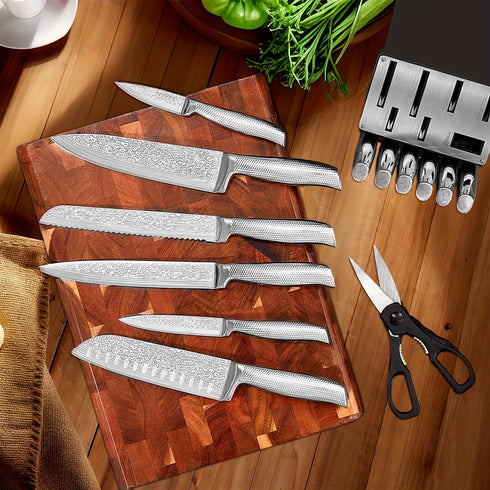 14-teiliges Profi Küchenmesser-Set aus Edelstahl mit Messerblock & Schärfer – Takoni