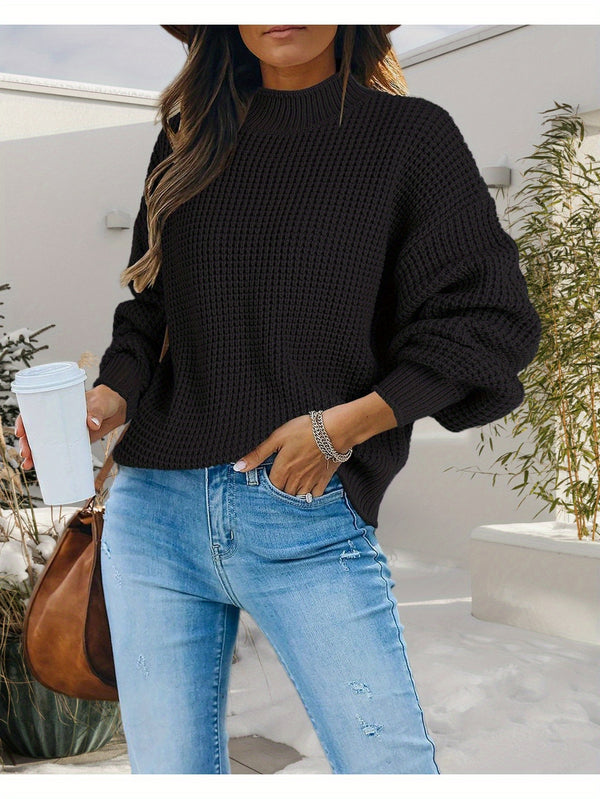 Damens Oversized Batwing Sweatshirt - Langarm-Rollkragenpullover