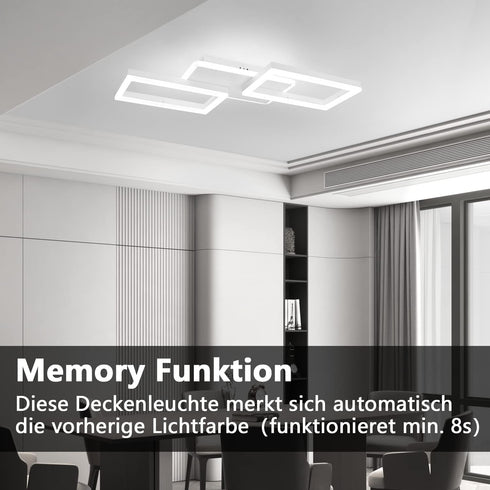 GlowDeck LED Deckenlampe Dimmbar 48W – Moderne quadratische Deckenleuchte mit Fernbedienung für Wohnzimmer, Schlafzimmer, Küche und Esszimmer – Metall Schwarz/Weiß