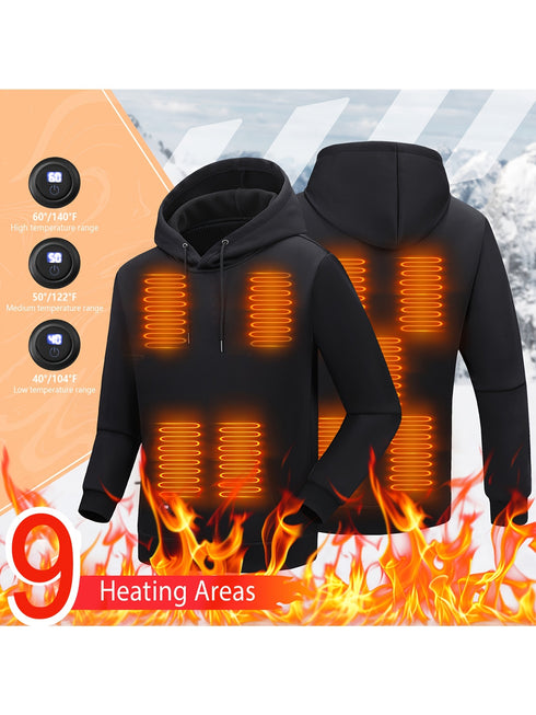 Beheizbarer Hoodie mit 9 Heizbereichen | USB-Aufladung Temperaturregelung Langer Ärmel