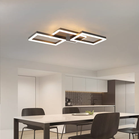 GlowDeck LED Deckenlampe Dimmbar 48W – Moderne quadratische Deckenleuchte mit Fernbedienung für Wohnzimmer, Schlafzimmer, Küche und Esszimmer – Metall Schwarz/Weiß