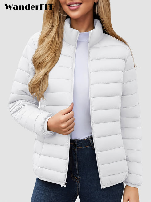 Trendige Damen Pufferjacke – Leichtes Design, gestepptes Muster und Vier praktische Taschen