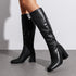 DAMEN-KNIESTIEFEL IN SCHWARZ MIT BLOCKABSATZ I STYLISCHE WINTERSTIEFEL