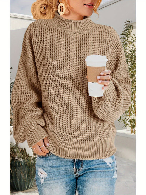 Damens Oversized Batwing Sweatshirt - Langarm-Rollkragenpullover