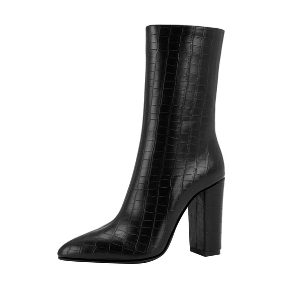 DAMEN-STIEFELETTEN BIS ZUR WADENMITTE MIT STEINMUSTER