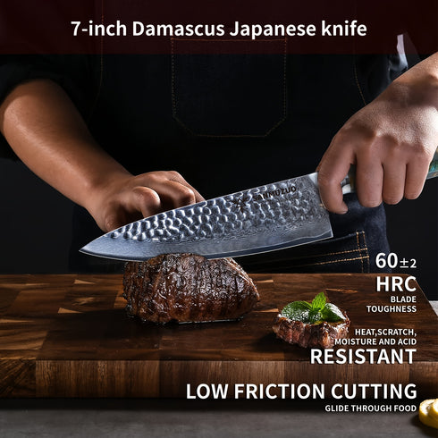 Shigure 20 cm Damast-Kochmesser mit VG10-Kern | Shiraki