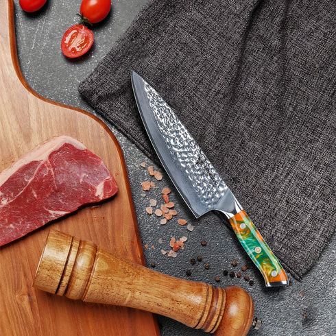 Shigure 20 cm Damast-Kochmesser mit VG10-Kern | Shiraki