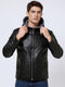 Raukor Herren Lederjacke mit Kapuze – matt schwarz Motorradstyle