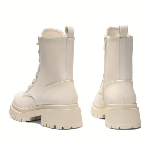 DAMEN-KAMPFSTIEFEL MIT MITTLERER SCHAFTHÖHE UND PLATEAUABSATZ