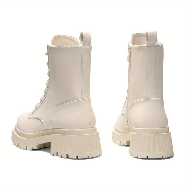 DAMEN-KAMPFSTIEFEL MIT MITTLERER SCHAFTHÖHE UND PLATEAUABSATZ