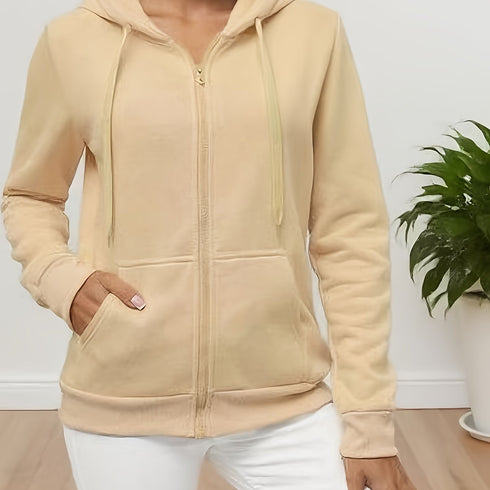 Damen Full-Zip Hoodie | Neutraler Kapuzenpullover