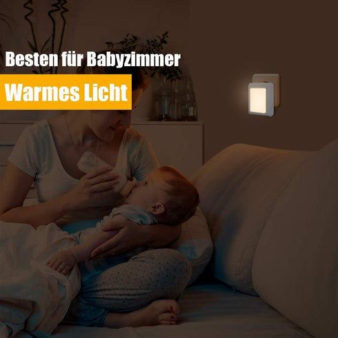 Nachtlicht mit Dämmerungssensor, Nachtlicht Steckdose mit Dämmerungssensor, MamaGlow 2 Stück Helligkeit Stufenlos Einstellbar Sehr gut für Kinderzimmer