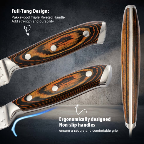 Yūjin 15-teiliges Damaszener-Optik Messerset | 304 Edelstahl & Messerblock mit Schärfer | Shiraki