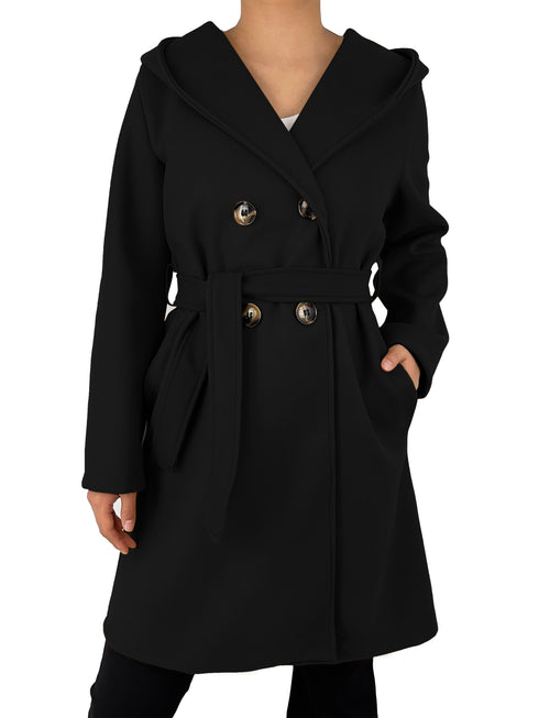 DAMEN-WINTERMANTEL MIT LANGEN ÄRMELN | DOPPELREISSVERSCHLUSS UND GÜRTEL