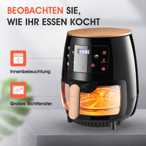 Heißluftfritteuse 6,2 L Doppelkorb | 8 Touch-Menüs ölfrei und leicht zu reinigen