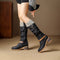 VINTAGE DAMEN-MID-CALF-STIEFEL MIT REISSVERSCHLUSS – KUNSTLEDER REITSTIEFEL