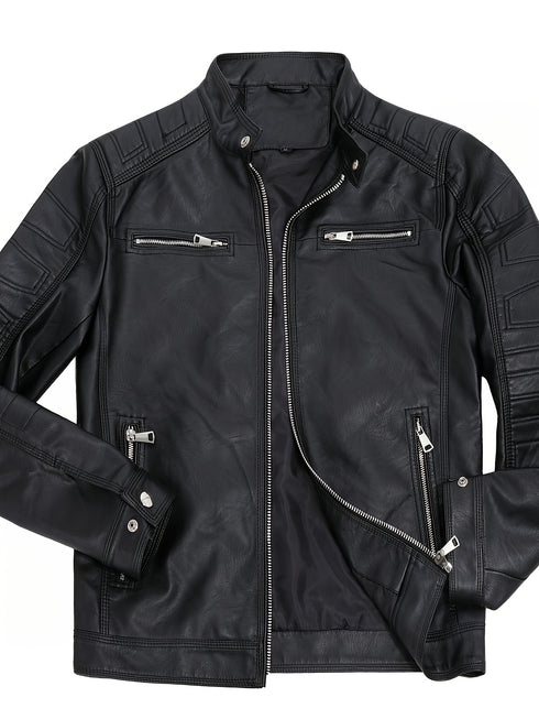 Straton Herren Lederjacke Vintage – Mehrere Taschen Reißverschluss