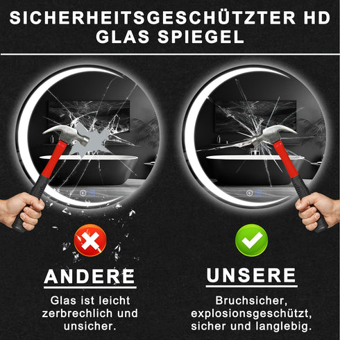 Selara | LED Badezimmerspiegel Rund 70 cm Dimmbar