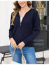 Damen Zip-Up Hoodie | Leichte Strickjacke mit Kapuz Langarm Sweatshirt
