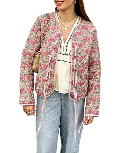 DAMEN STEPPJACKE MIT BLUMENMUSTER – LEICHTE GEPOLSTERTE