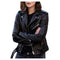 MODISCHE DAMEN BIKERJACKE MIT ZIP-VERSCHLUSS