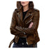 MODISCHE DAMEN BIKERJACKE MIT ZIP-VERSCHLUSS