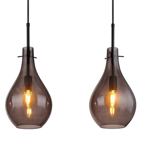 VelaLum Hängelampe 4-Flammen Rauchglas | E14 Metall moderne Pendelleuchte