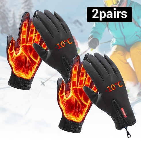 2 Paar Thermo-Touch Handschuhe – Winterhandschuhe für Männer und Frauen, Touchscreen-fähig, ohne Batterie