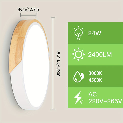 Deckenleuchte Holz LED Rund Weiß