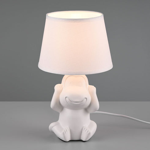Keramik-Tischlampe für Kinderzimmer | Nachtlicht mit Stoffschirm dekorative Tierlampe