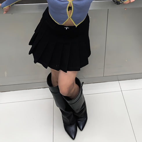 DAMEN LANGSCHAFT STIEFEL MIT KEILABSATZ – KNIEHOHE SLIP-ON STIEFEL