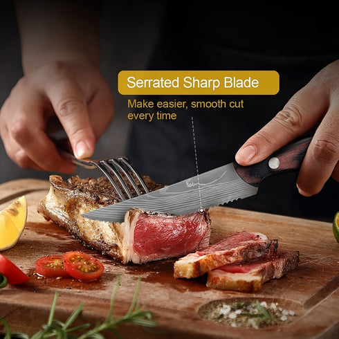 Sora 6‑teiliges Steakmesser‑Set Edelstahl mit gezackter Klinge | Shiraki