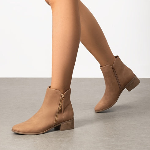 STILVOLLE DAMEN-STIEFELETTEN MIT BLOCKABSATZ I PERFEKT FÜR WINTER- UND HERBSTMODE