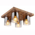 Liv LED Deckenleuchte im Holz-Look mit geräuchertem Glas | 4-Arm-Design