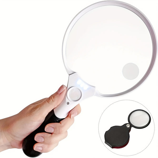 Lupe Mini-Klappset | 2-fach Verpackung mit LED-Licht