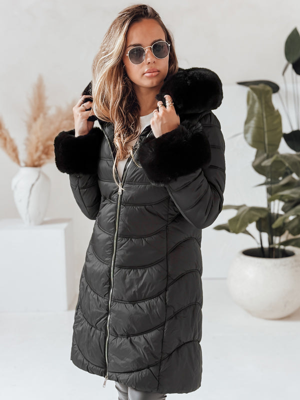 Damen Steppjacke | Warm Elegant mit Abnehmbarer Kapuze