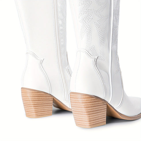 DAMEN COWBOY-STIEFEL BEQUEME ZIEHSTIEFEL MIT REISSVERSCHLUSS SCHUHE